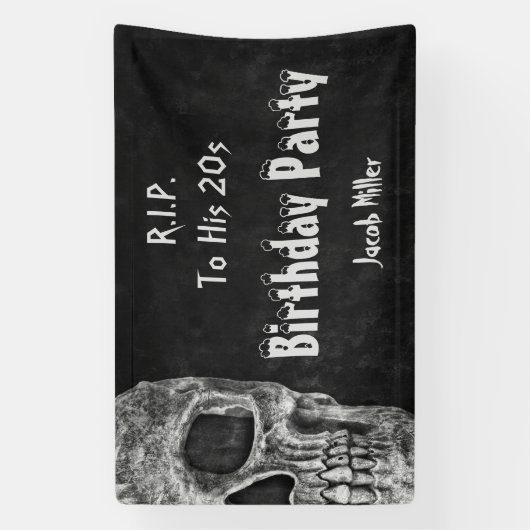 Gothic Skull Birthday Party RIP naar zijn twintig Spandoek (Verticaal)