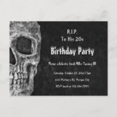 Gothic Skull Birthday Party RIP naar zijn twintig Uitnodiging Briefkaart (Voorkant)