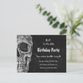 Gothic Skull Birthday Party RIP naar zijn twintig Uitnodiging Briefkaart (Staand voorkant)