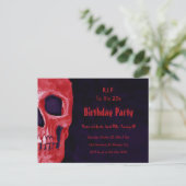 Gothic Skull Birthday Red Black RIP naar zijn 20 Uitnodiging Briefkaart (Staand voorkant)