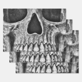 Gothic Skull Black en White Grunge Cool Inpakpapier Vel