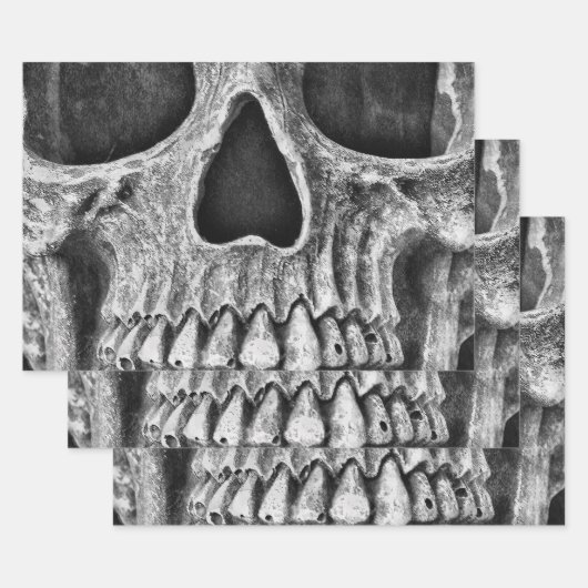 Gothic Skull Black en White Grunge Cool Inpakpapier Vel (Set)