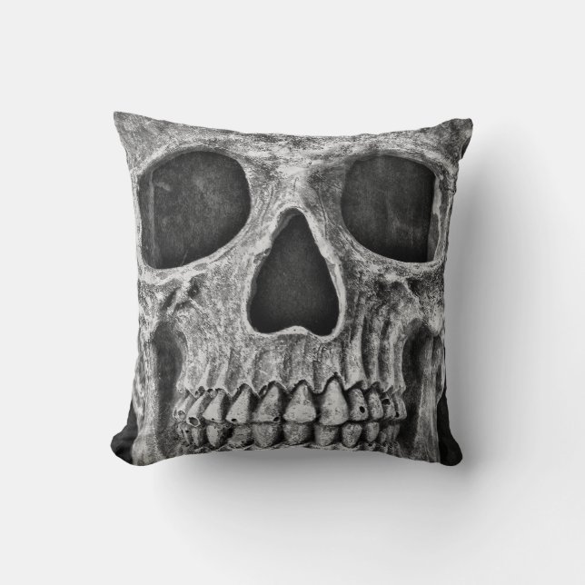 Gothic Skull Black en White Grunge Cool Kussen (Voorkant)