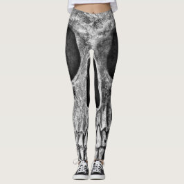 Gothic Skull Black en White Grunge Cool Leggings