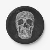 Gothic Skull Black en White Grunge Cool Papieren Bordje (Voorkant)