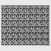 Gothic Skull Black en White Grunge Cool Pattern Cadeaupapier (Vlak)