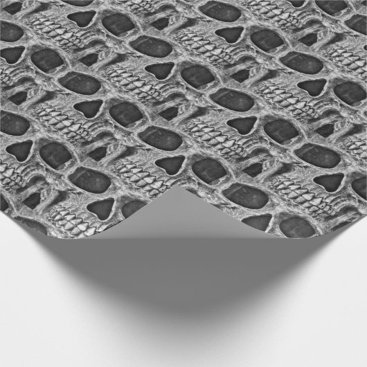 Gothic Skull Black en White Grunge Cool Pattern Cadeaupapier (Hoek)