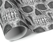 Gothic Skull Black en White Grunge Cool Pattern Cadeaupapier (Rol Hoek)