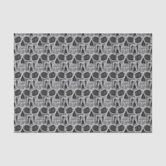 Gothic Skull Black en White Grunge Cool Pattern Tissuepapier (Voorkant)
