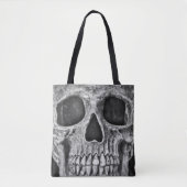 Gothic Skull Black en White Grunge Cool Tote Bag (Voorkant)