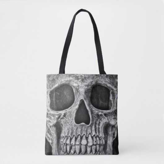 Gothic Skull Black en White Grunge Cool Tote Bag (Voorkant)
