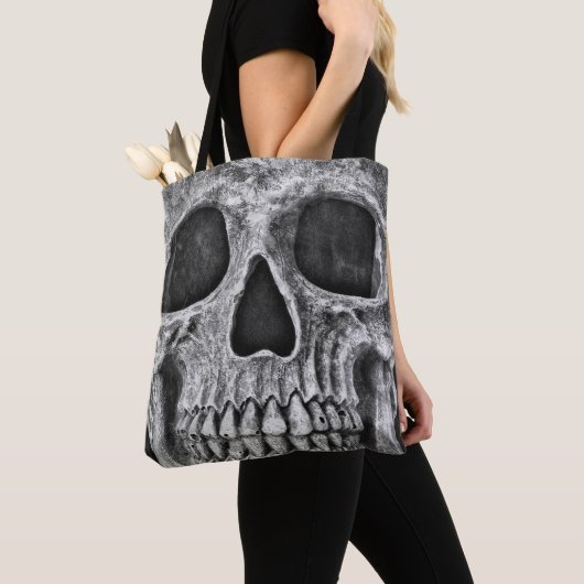 Gothic Skull Black en White Grunge Cool Tote Bag (Dichtbij)