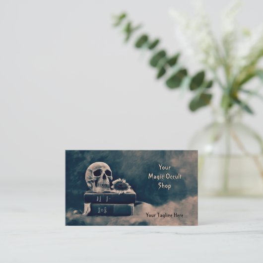 Gothic Skull  Black Grey Old Magic Occult Visitekaartje (Staand voorkant)