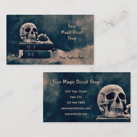 Gothic Skull  Black Grey Old Magic Occult Visitekaartje (Voorkant / Achterkant)