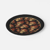 Gothic Skull Black Red Rose Crown Halloween Party Papieren Bordje (Gekanteld)