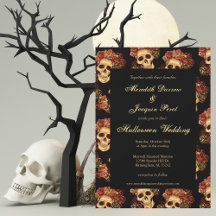 Gothic Skull Black Roses Halloween Wedding
