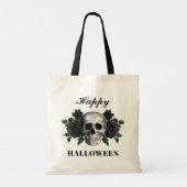 Gothic Skull & Black Rozen Happy Halloween Tote Bag (Achterkant)