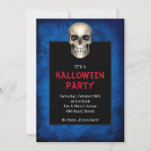 Gothic Skull Blue Grunge Halloween Party Kaart (Voorkant)
