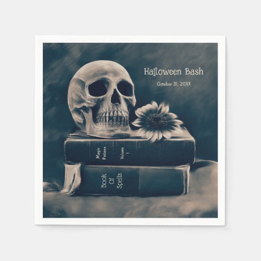 Gothic Skull Boeken Macabre Halloween Party Servet (Voorkant)