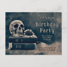 Gothic Skull  Boeken Macabre RIP Naar Haar 20s Uitnodiging Briefkaart