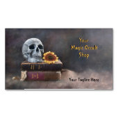 Gothic Skull  Books Yellow Sunflower Magic Magnetisch Visitekaartje (Voorkant)