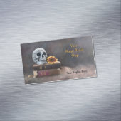 Gothic Skull  Books Yellow Sunflower Magic Magnetisch Visitekaartje (Voorbeeld)