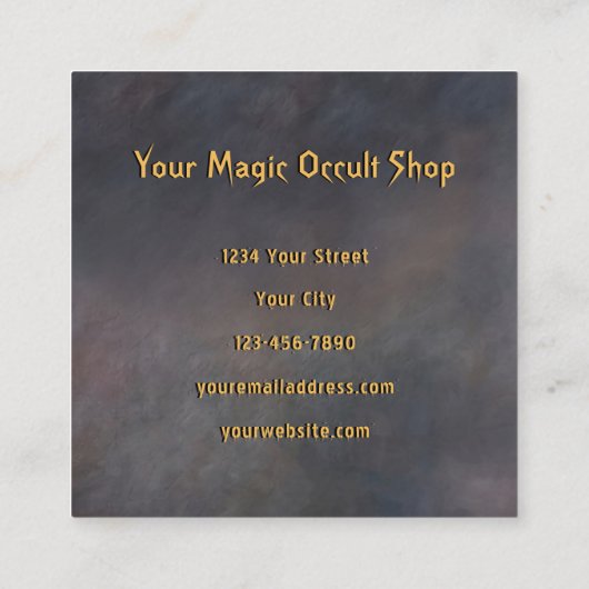 Gothic Skull Books Yellow Sunflower Magic Vierkante Visitekaartje (Achterkant)