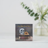 Gothic Skull Books Yellow Sunflower Magic Vierkante Visitekaartje (Staand voorkant)