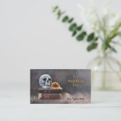 Gothic Skull  Books Yellow Sunflower Magic Visitekaartje (Staand voorkant)