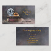 Gothic Skull  Books Yellow Sunflower Magic Visitekaartje (Voorkant / Achterkant)