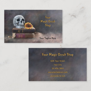 Gothic Skull  Books Yellow Sunflower Magic Visitekaartje