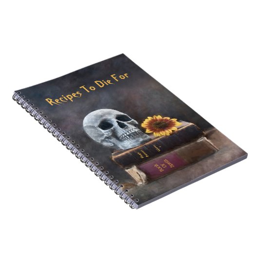 Gothic Skull  Books Yellow Sunflower Recipe Notitieboek (Rechterzijde)