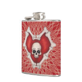 Gothic Skull Botten op Red Heart Spidery Lines Heupfles (Links)