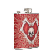 Gothic Skull Botten op Red Heart Spidery Lines Heupfles (Rechts)
