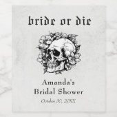 Gothic Skull Bride of Die Vrijgezellenfeest Wijnla Wijn Etiket (Enkel label)