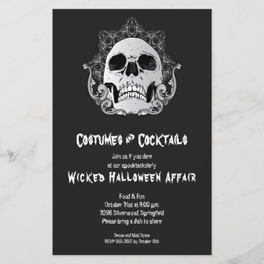 Gothic Skull Budget Halloween Uitnodigingen (Voorkant)