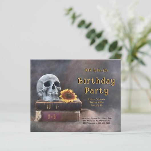 Gothic Skull Budget Zonnebloem RIP Naar Haar 20s (Staand voorkant)