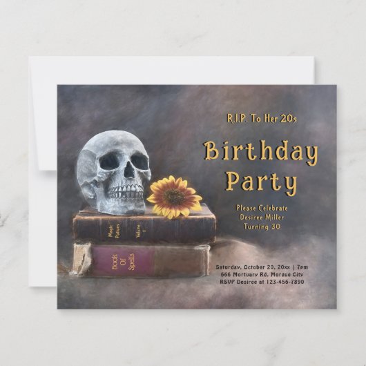 Gothic Skull Budget Zonnebloem RIP Naar Haar 20s (Voorkant)