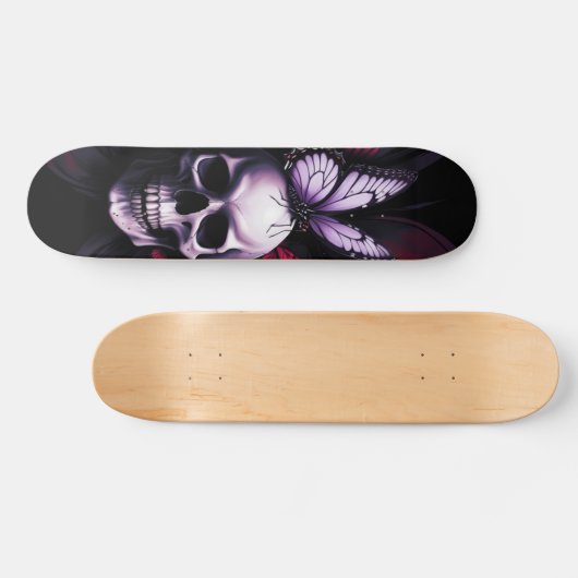 Gothic Skull Butterfly Skateboard Design (Horizontaal)