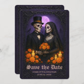 Gothic Skull Candy Couple Wedding Save the Date (Voorkant / Achterkant)