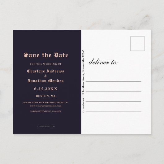 Gothic Skull Candy Couple Wedding Save the Date Aankondigingskaart (Achterkant)