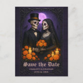 Gothic Skull Candy Couple Wedding Save the Date Aankondigingskaart (Voorkant)