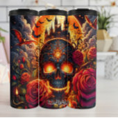 Gothic Skull Castle en Rozen Thermosbeker