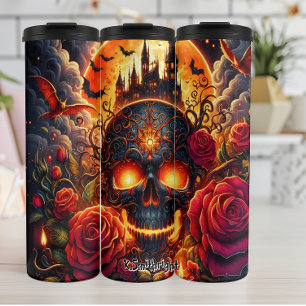 Gothic Skull Castle en Rozen Thermosbeker