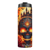 Gothic Skull Castle en Rozen Thermosbeker (Voorkant)