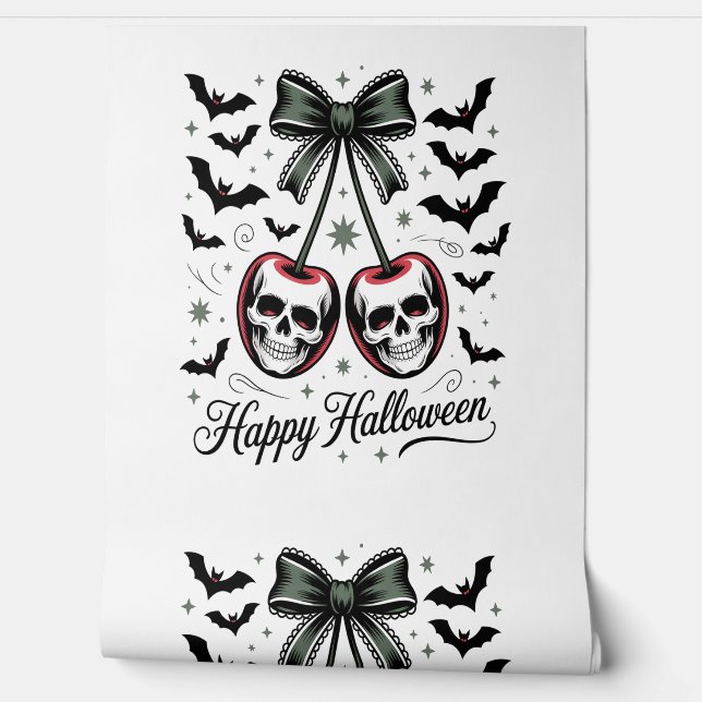 Gothic Skull Cherry Halloween Behang (Afrollen)