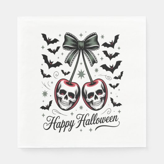 Gothic Skull Cherry Halloween Servet (Voorkant)