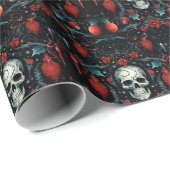 Gothic Skull Christmas Ornament Cadeaupapier (Rol Hoek)