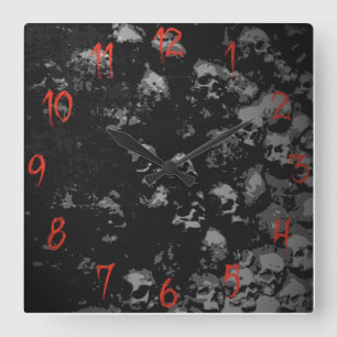 Gothic Skull Clock Vierkante Klok