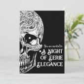 Gothic Skull Cocktail & Kostuum Party Uitnodigen Kaart (Staand voorkant)
